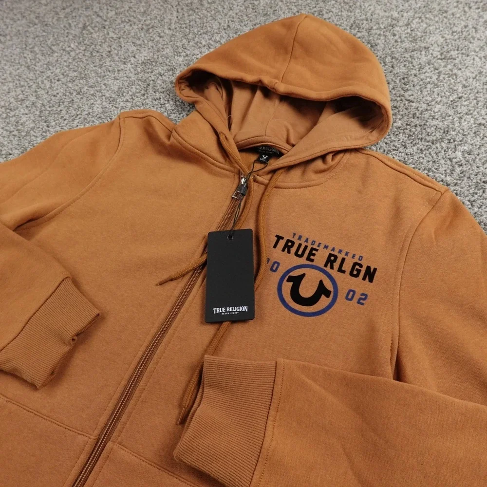 NEW True Religion Hoodie Mens S Brown Buddha Full Zip Sweatshirt‎ Sweater Jacket